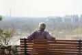 Belgrade, Serbia - March 7, 2023: Man is relaxing on benches on observation deck of Kalemegdan Park located nearby Belgrade