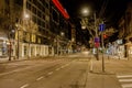 BELGRADE, SERBIA - MARCH 10, 2018 Night scene street in foreground