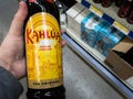 Kahlua logo on a bottle of their coffee liqueur for sale.
