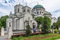 Big and small church St. Sava next to each other. Royalty Free Stock Photo