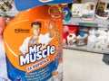 Mr Muscle logo on a desinfectant spray bottle.