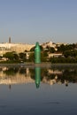 Belgrade, Serbia , May 12 2020 : Sprite soft drink giant bottle advertisment at Ada Ciganlija lake in Belgrade