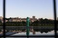 Belgrade, Serbia , May 12 2020 : Sprite soft drink giant bottle advertisment at Ada Ciganlija lake in Belgrade