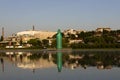 Belgrade, Serbia , May 12 2020 : Sprite soft drink giant bottle advertisment at Ada Ciganlija lake in Belgrade