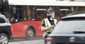 Traffic policewoman standing in the intersection