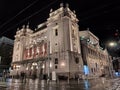 Belgrade Serbia National Theatre bulding side view by night