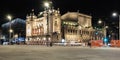 Belgrade Serbia National Theatre side view by night.