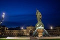 BELGRADE, SERBIA - OCTOBER 8, 2022: Selective blur on Spomnik Stefanu Nemanji statue on the Glavna Zeleznicka stanica square at