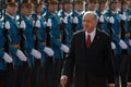 BELGRADE, SERBIA - 7 October 2019: Turkish President Recep Tayyip Erdogan inspects the honour guard in Belgrade Royalty Free Stock Photo