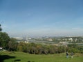 Belgrade Serbia panorama in summer scene from the hill view on new bridge over river Sava Royalty Free Stock Photo