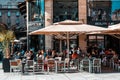 Belgrade, Serbia- September 05, 2019: Cafe terrace at Knez Mihailova street