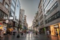 BELGRADE, SERBIA - SEPTEMBER 10, 2023: Kneza Mihailova street at dawn, crowded. Also known as Knez Mihaila, this is the main