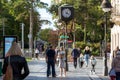 Belgrade, Serbia - September 26, 2019: Pedestrians crossing Knez Mihailova Street