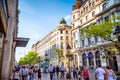 BELGRADE, SERBIA - SEPTEMBER 23, 2015: Pedestrians walking along