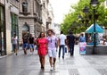 People walking at the most famous street Knez Mihailova Royalty Free Stock Photo