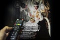 Belgrade, Serbia - September 12, 2022: Queen Elizabeth II coronation. Watching documentary about Queen of England on tv