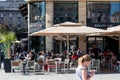 Belgrade, Serbia - September 26, 2019: Street cafe with people at the Republic square