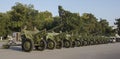 Belgrade, Serbia - September 15, 2021. A view on the cannons ready for Honorary artillery fire on the occasion of the Day of Serb