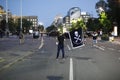 Belgrade, Serbia - 07.08.2020. Thousands protest in Belgrade as Serbia reimposes Covid-19 curfew, Belgrade, Serbia, 08 July 2020.