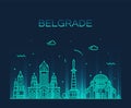 Belgrade Serbia skyline vector city linear style Royalty Free Stock Photo