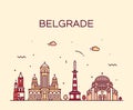 Belgrade Serbia skyline vector city linear style Royalty Free Stock Photo