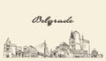 Belgrade skyline Serbia hand drawn vector sketch Royalty Free Stock Photo