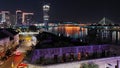 Belgrade on the water night picture from brankov bridge street, city and river sava