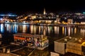 Belgrade waterfront and `Branko` bridge on the Sava River.