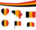 Belgium Flag Map Ribbon And Heart Icons Vector Abstract Royalty Free Stock Photo