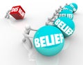 Belief Vs Disbelief Doubter Loses to People with Faith Success C Royalty Free Stock Photo