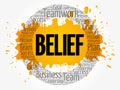 BELIEF word cloud collage