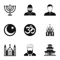 Beliefs icons set, simple style