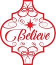 Believe Arabesque Tile Christmas Ornament. christmas and new year design