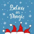 Believe in magic xmas background greeting card