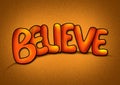 Believe text on gold background