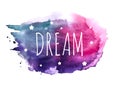 Believe Word with Stars on Hand Drawn Watercolor Brush Paint Background. Vector Illustration Royalty Free Stock Photo