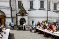 Believers gathered to consecrate Easter cakes and Easter on Orthodox Easter at the Novospassky Monastery