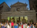 ROMA, ITALY - JULY 2017: Believers pilgrims gathered in front of the church on a religious festival