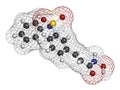 Belinostat cancer drug molecule. Histone deacetylase (HDAC) inhibitor. Atoms are represented as spheres with conventional color