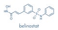 Belinostat cancer drug molecule. Histone deacetylase HDAC inhibitor. Skeletal formula.