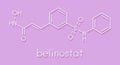 Belinostat cancer drug molecule. Histone deacetylase HDAC inhibitor. Skeletal formula.