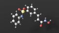 belinostat molecule, molecular structure, histone deacetylase inhibitors, ball and stick 3d model, structural chemical formula