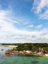 Belitung beach aerial landscape, Tanjung Tinggi beach in Indonesia Royalty Free Stock Photo