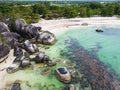 Belitung beach aerial landscape, Tanjung Tinggi beach in Indonesia Royalty Free Stock Photo