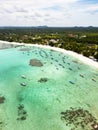 Belitung Kelayang beach and boats drone view