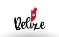 Belize country big text with flag inside map concept logo