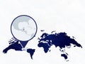 Belize detailed map highlighted on blue rounded World Map