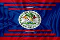 Belize flag on background texture. Three flags are superimposed on each other. The concept of design solutions. 3D-rendering