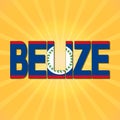 Belize flag text with sunburst illustration