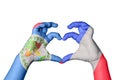 Belize France Heart, Hand gesture making heart